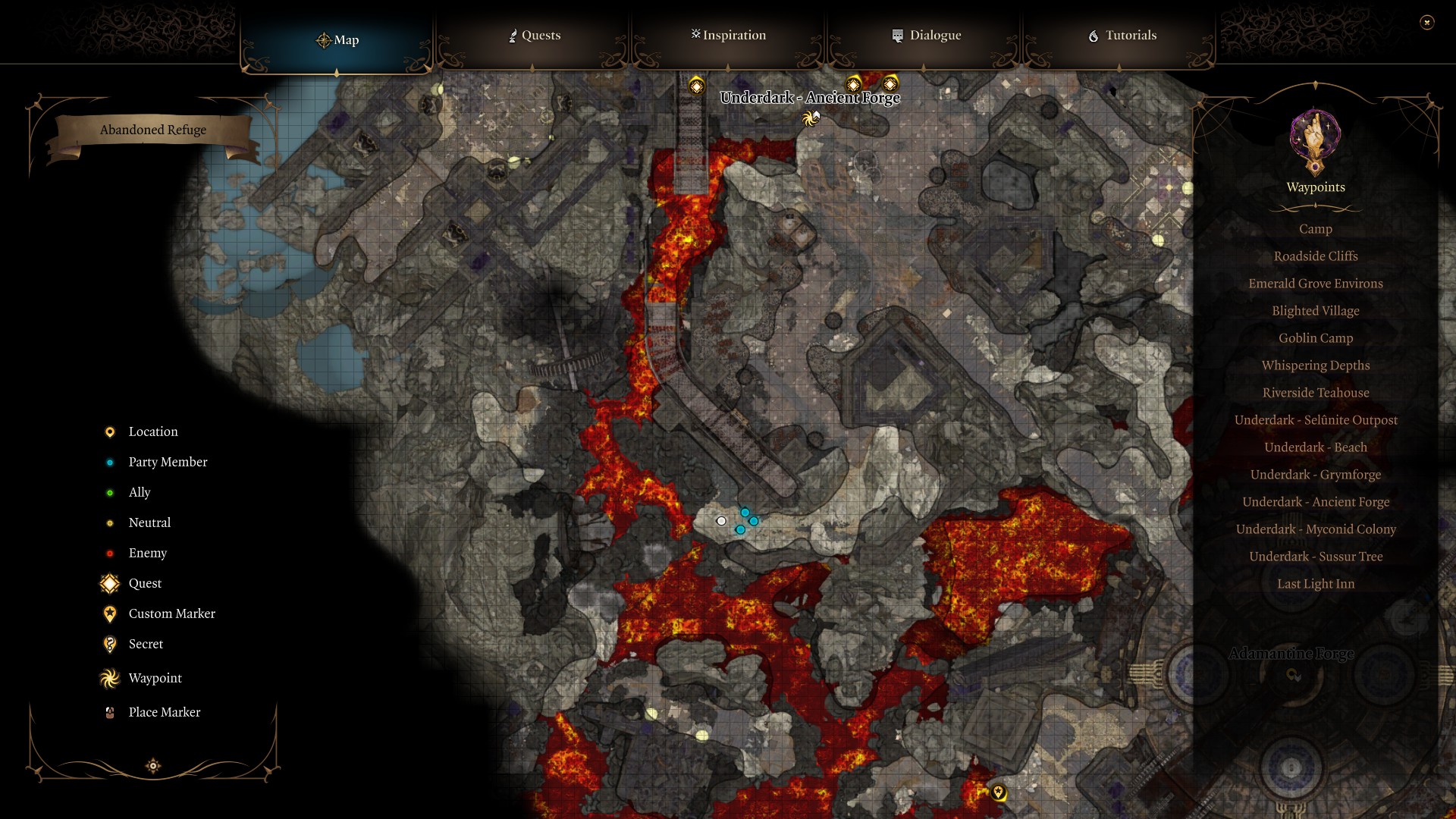 Baldur's Gate 3 map with Mithral Ore location.